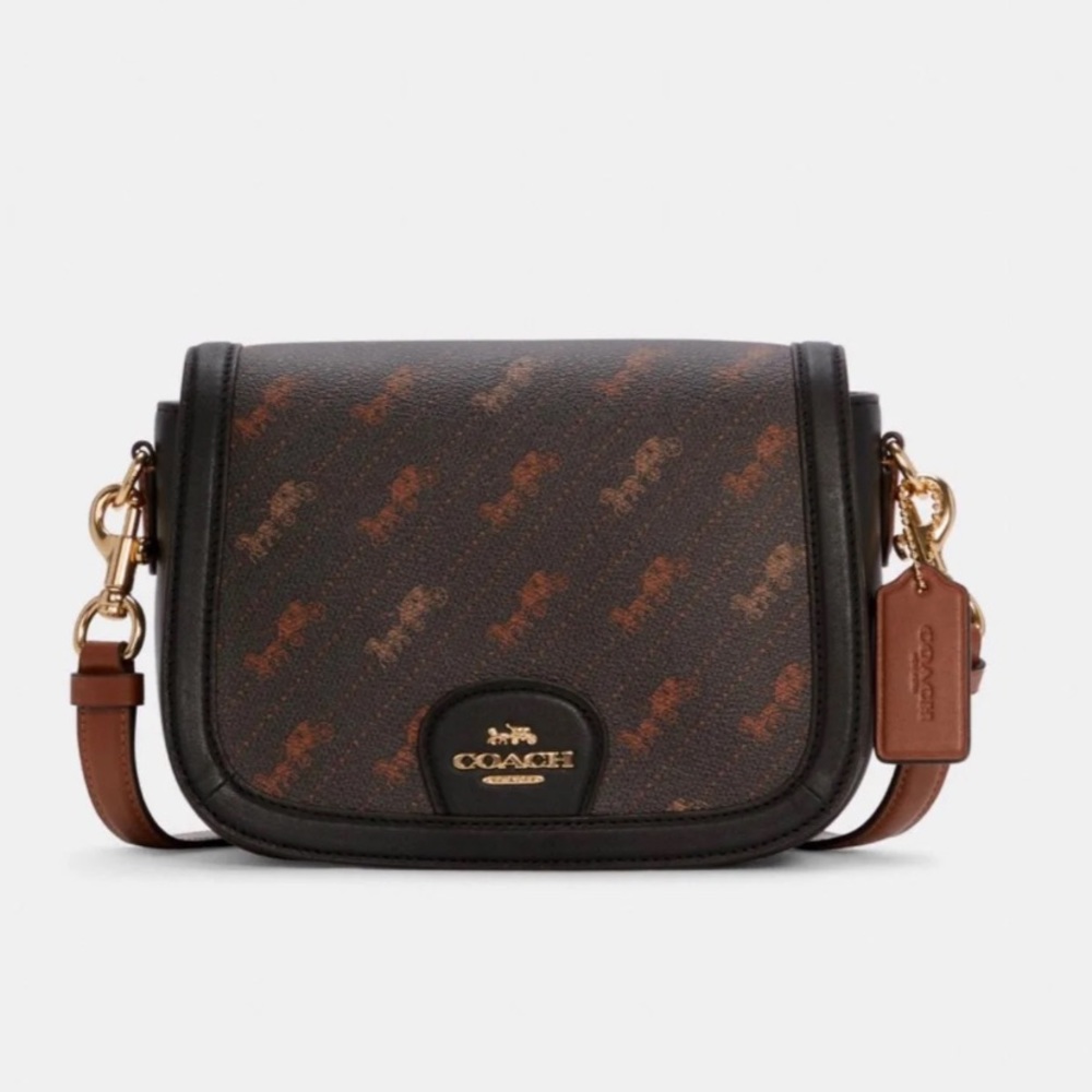 Coach brown Saddle Bag With Horse And Carriage Dot Print